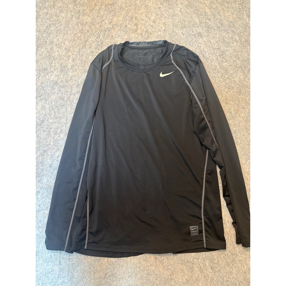 Nike Pro Dri-FIT Mens L Long Sleeve Compression Shirt Black Training Athletic